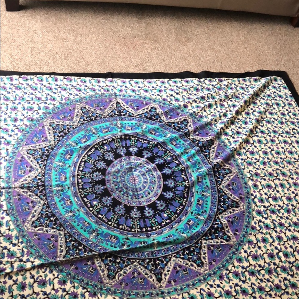 Blue black and teal tapestry